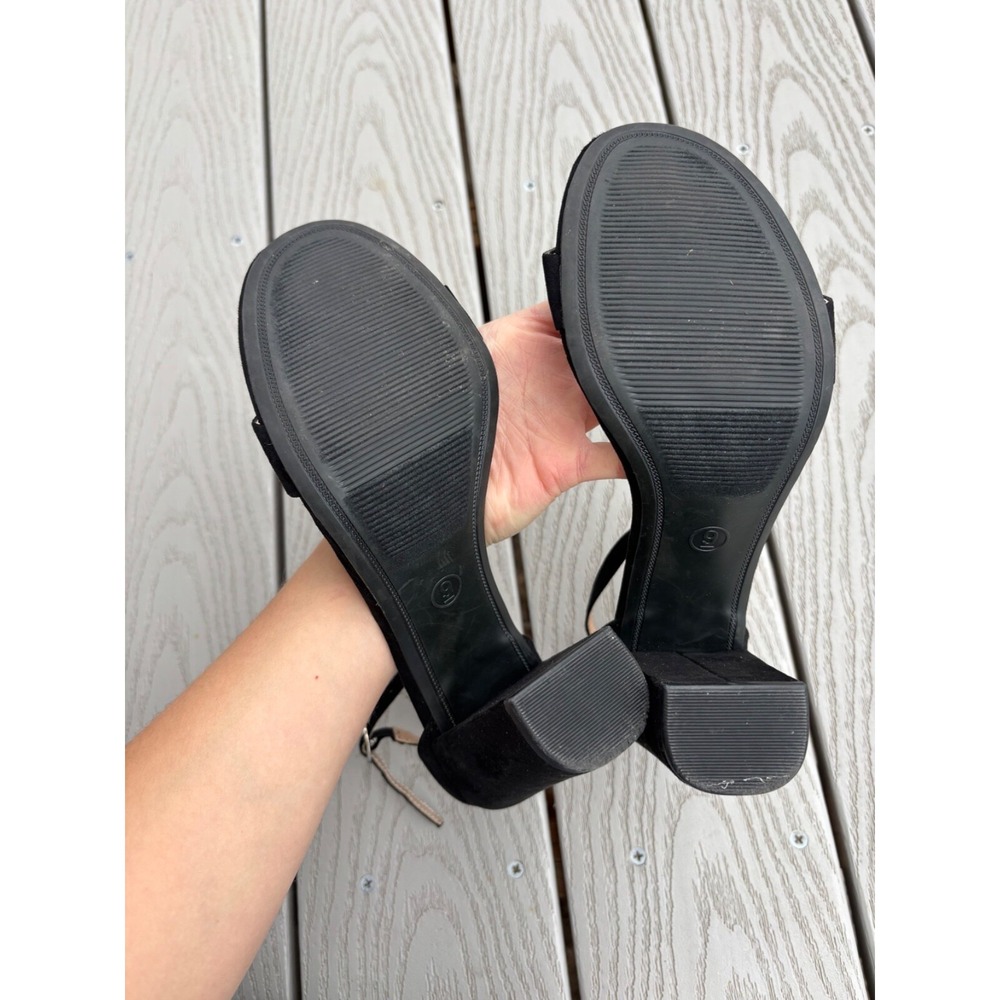 A New Day Black Suede Ankle Strap Block Heel Sandals Women's Size 9 - Picture 11 of 11